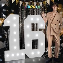 Número luminoso de marquesina de 1,2 m para cumpleaños, número 16 Número luminoso de marquesina de 1,2 m para cumpleaños, número 16