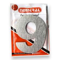 Número residencial 12,5cm, em ACM Prata escovado com fita adesiva dupla face, facilita instalação .