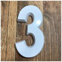 Número Residencial 3 Branco 3d 14cm De Altura