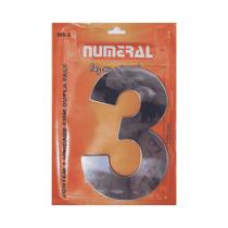 Número Residencial 3 Numeral Em ACM Cromado Número Residencial 3 Numeral Em ACM Cromado