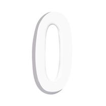 Número Residencial 3D "0" Plástico ABS Branco Metalcromo