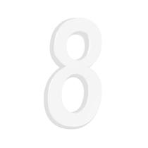 Número Residencial 3D "8" Plástico ABS Branco Metalcromo