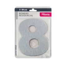 Número Residencial 8 Cromado com Adesivo - Alumínio ACM - Uso Interno/Externo