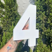 Número Residencial Aço Inox 30 cm Com Efeito 3D Branco Número Residencial Aço Inox 30 cm Com Efeito 3D Branco