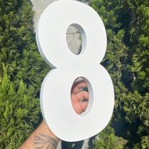 Número Residencial Aço Inox 30 cm Com Efeito 3D Branco Número Residencial Aço Inox 30 cm Com Efeito 3D Branco