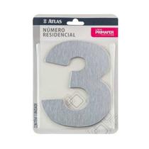 Número Residencial Adesivo Cromado 3 - Alumínio ACM - Fita 3M VHB - Interno/Externo