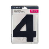 Número Residencial Adesivo Preto 4 - Alumínio Composto ACM - Fita 3M VHB - Interno/Externo Número Residencial Adesivo Preto 4 - Alumínio Composto ACM - Fita 3M VHB - Interno/Externo