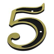 Número Residencial Apartamento PVC Preto/ Dourado Nº 5 5cm Número Residencial Apartamento PVC Preto/ Dourado Nº 5 5cm