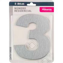 Numero Residencial Atlas Escovado 6Cm Nº 3 Numero Residencial Atlas Escovado 6Cm Nº 3