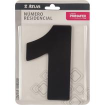 Número Residencial de Alumínio com Adesivo, 1 (um), Cor Preta, Linha Primafer, Atlas. Número Residencial de Alumínio com Adesivo, 1 (um), Cor Preta, Linha Primafer, Atlas.
