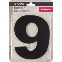 Número Residencial de Alumínio com Adesivo, 9 (nove), Cor Preto, Linha Primafer, Atlas. Número Residencial de Alumínio com Adesivo, 9 (nove), Cor Preto, Linha Primafer, Atlas.