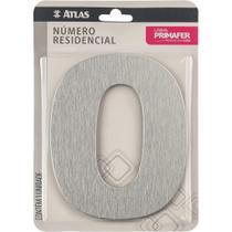 Número Residencial de Alumínio Escovado com Adesivo, 0 (zero), Cor Prata, Linha Primafer, Atlas. Número Residencial de Alumínio Escovado com Adesivo, 0 (zero), Cor Prata, Linha Primafer, Atlas.