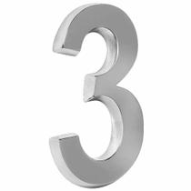 Número Residencial Grande Alumínio Cromado 3D 3 Metalcromo Número Residencial Grande Alumínio Cromado 3D 3 Metalcromo