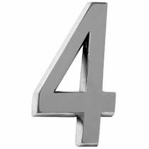 Número Residencial Grande Alumínio Cromado 3D 4 Metalcromo Número Residencial Grande Alumínio Cromado 3D 4 Metalcromo
