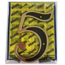 Número Residencial Nº 5 Colonial Preto e Dourado Emave