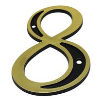 Numero Residencial PVC Preto / Dourado N8