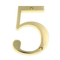 Número Residencial Warwick 5 Latão Polido 13 cm para Fixação Rente Número Residencial Warwick 5 Latão Polido 13 cm para Fixação Rente