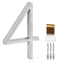 Número residencial YIPLED 5" prateado em metal resistente às intempéries
