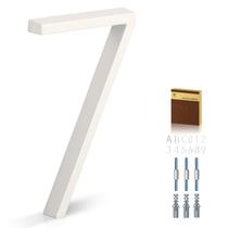 Número residencial YIPLED 7 branco em metal, 5" resistente às intempéries