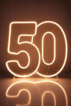 Números 50 Led Neon Branco Quente ou Frio Festa 50x25cm -