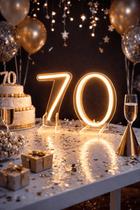 Números 70 Led Neon com Iluminação Branco Quente ou Frio -
