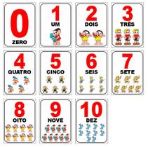 Números de 0 a 10 Ilustrado em Placa de PVC - Kit c/ 11 und - 18x25cm - Andorinha Comunicação Visual