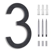Números de casa BUTUNITA Modern 20cm Black Aluminium Number 3 Números de casa BUTUNITA Modern 20cm Black Aluminium Number 3