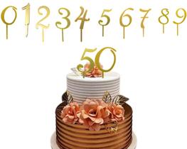 números dourados acrílico prime chef topo de bolo aniversario