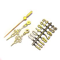 Números e Ponteiros Pequeno P/ Relógio Dourado - 10 Unidades