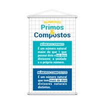 Números Primos e Compostos Banner Escolar Pedagógico 80x50cm Números Primos e Compostos Banner Escolar Pedagógico 80x50cm
