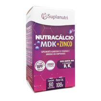 NUTRACÁLCIO MDK + ZINCO - CÁLCIO + MAGNÉSIO + D3 + K2 + ZINCO 29,6mg C/60 COMPRIMIDOS - Suplanutri