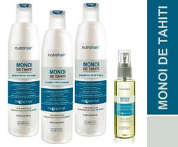 Nutrahair kit monoi de tahiti shampoo + redutor de volume + fluido finalizador + óleo monoi