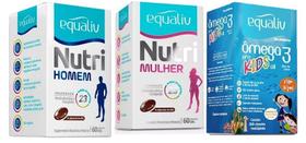 Nutri Homem E Mulher 60Cps Cada Omega3 Kids 30Cps - Equaliv