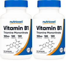 Nutricost Vitamina B1 100 mg 120 Cápsulas Libre de Gluten Paquete de 2