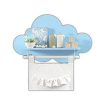 Nuvem Com Varão - MDF - Rosa Azul - Decoração