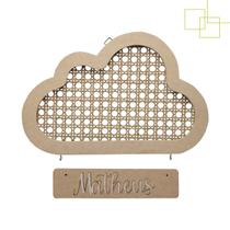 Nuvem Porta Maternidade com Nome Personalizado em MDF 23x35 cm
