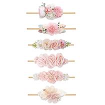 NUWAJP Baby Girl Flor Headband 6 PCS Elástico Hairbands Handmade Nylon Bows Headbands Chic Floral Hair Accessories Kids Gifts for Newborn Infant Toddlers