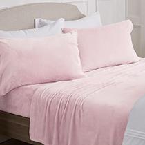 NY Loft Ultra Soft Micro Fleece Sheets Set com bolsos extra profundos Extra Soft Velvet Fleece Sheet Set Super Pelúcia Polar Velo Veludo de pelúcia aconchegante Warmth Coleção Tribeca (Queen, Rosa Claro)