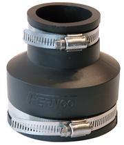 O acoplamento redutor de PVC Fernco conecta tubos de 7,6 cm a 3,8 cm