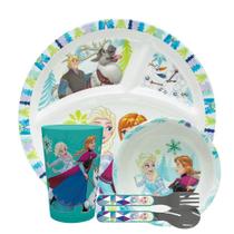 O conjunto de louças infantis Disney Frozen Movie da Zak Designs inclui pratos, tigelas, copos e utensílios de mesa divididos, feito de material durável e perfeito para crianças (Elsa e Anna, conjunto de 5 peças, sem BPA) O conjunto de louças infantis Disney Frozen Movie da Zak Designs inclui pratos, tigelas, copos e utensílios de mesa divididos, feito de material durável e perfeito para crianças (Elsa e Anna, conjunto de 5 peças, sem BPA)