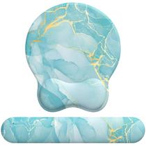 O conjunto de mouse pad inclui suporte de pulso de espuma viscoelástica em mármore azul O conjunto de mouse pad inclui suporte de pulso de espuma viscoelástica em mármore azul