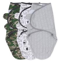 O conjunto de Swaddle Peanutshell para Baby Boys Camo & Elephant 3 Pack (Médio/Grande 3-6 Meses) - The Peanutshell