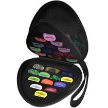 O estojo porta-palhetas de guitarra para guitarra elétrica acústica comporta mais de 39 pacotes, pacote variado, organizador de palhetas de baixo, bolsa de palhetas de guitarra com bolso de malha para outros acessórios (somente caixa)