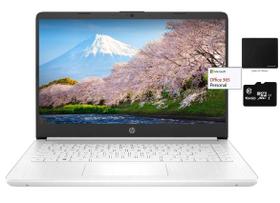 O mais novo laptop HP 14 "Thin Light, Intel Dual-Core N4020, 8GB de RAM, 128GB de armazenamento (64GB eMMC + 64GB Micro SD), 1Yr Office, Win 10 Bundle w / GaPi Mousepad (Branco)