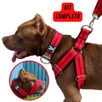 O melhor kit Para Cachorro Coleira Peitoral Focinheira Pet Pitbull Golden Pastor Alemão Rottweiler
