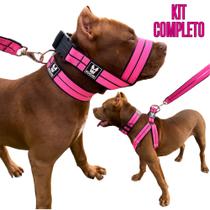 O melhor kit Para Cachorro Coleira Peitoral Focinheira Pet Pitbull Golden Pastor Alemão Rottweiler