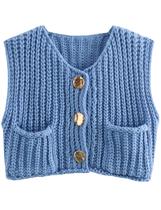 O melhor suéter de crochê AICHARMWA Chunky Knit azul para mulheres