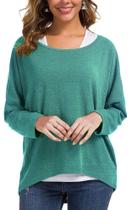 O melhor suéter feminino de grandes dimensões da UGET, sem ombro, manga em forma de asa de morcego O melhor suéter feminino de grandes dimensões da UGET, sem ombro, manga em forma de asa de morcego