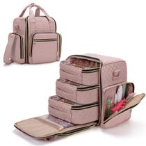 O organizador de esmaltes LUXJA contém 72 frascos com 3 sacos de rosa pálido