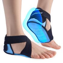 O pacote de gelo Comfpack para fascite plantar envolve 2 copos de gel para calcanhar